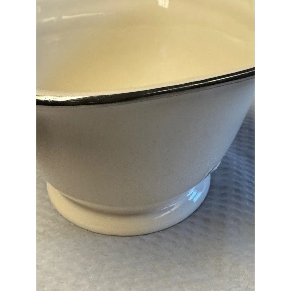 Bath‎ & Body Works 1999 Holiday Edition Silver Star Large Bowl Pot Ceramic